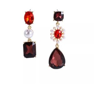 Colorful pearl rhinestones stud earrings